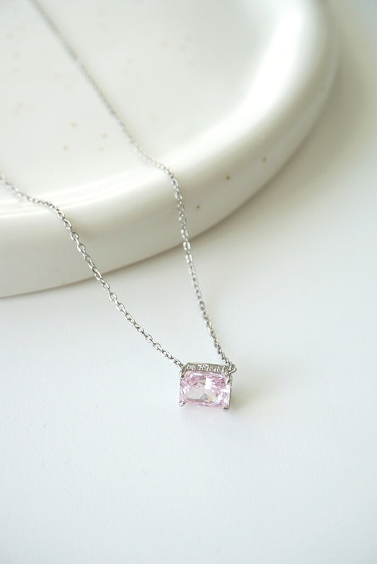 925 sterling silver bar necklace pink